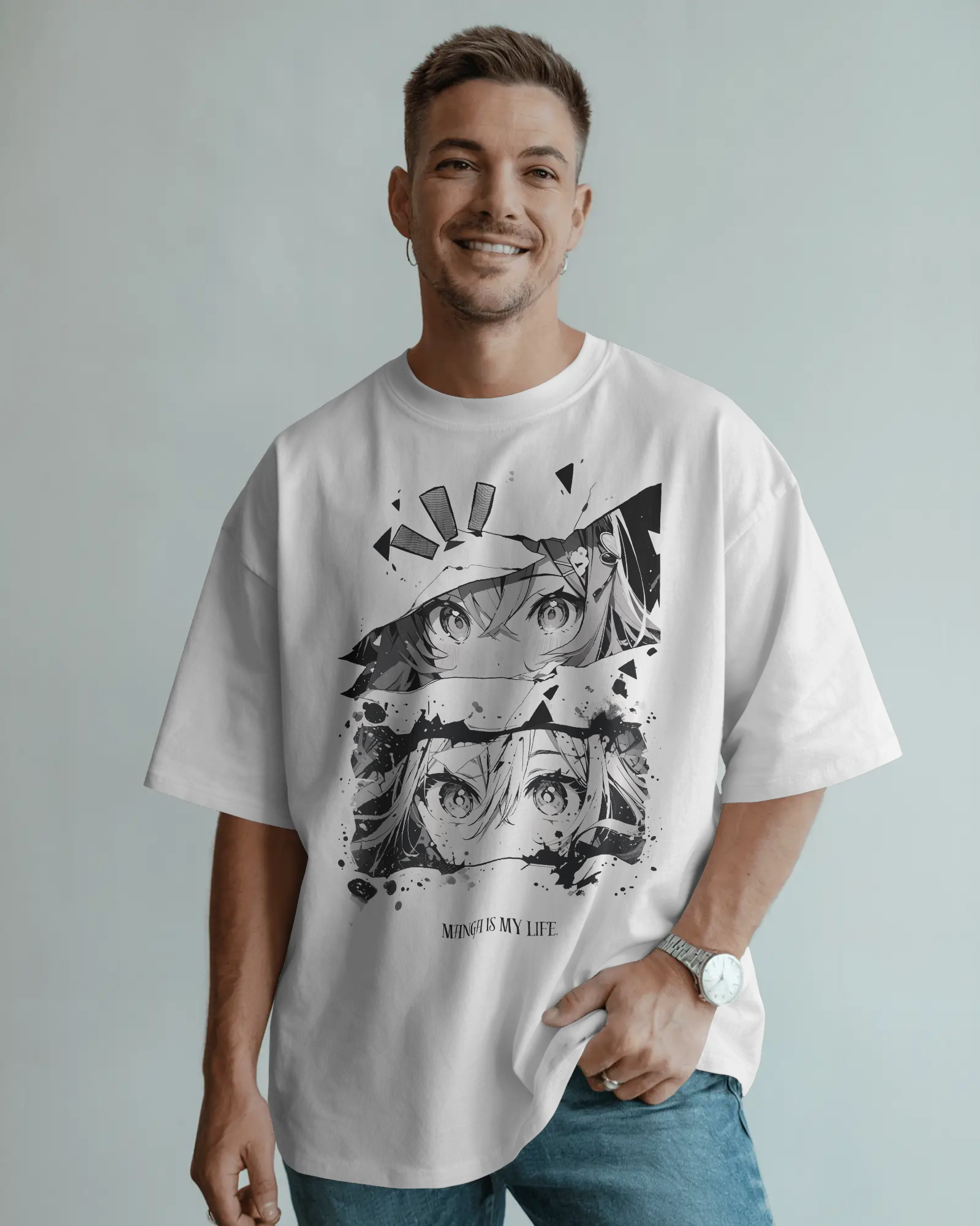 "Manga Is My Life" Oversized Anime Graphic T-Shirt – Unisex Streetwear Tee - indiflux.store