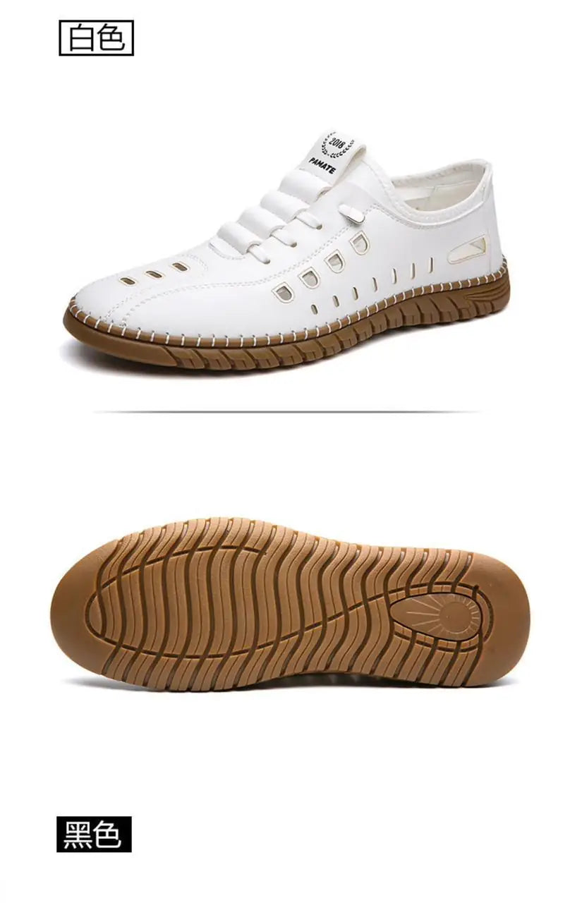Men's Stylish Laser Cut White Casual Shoes - indiflux.store