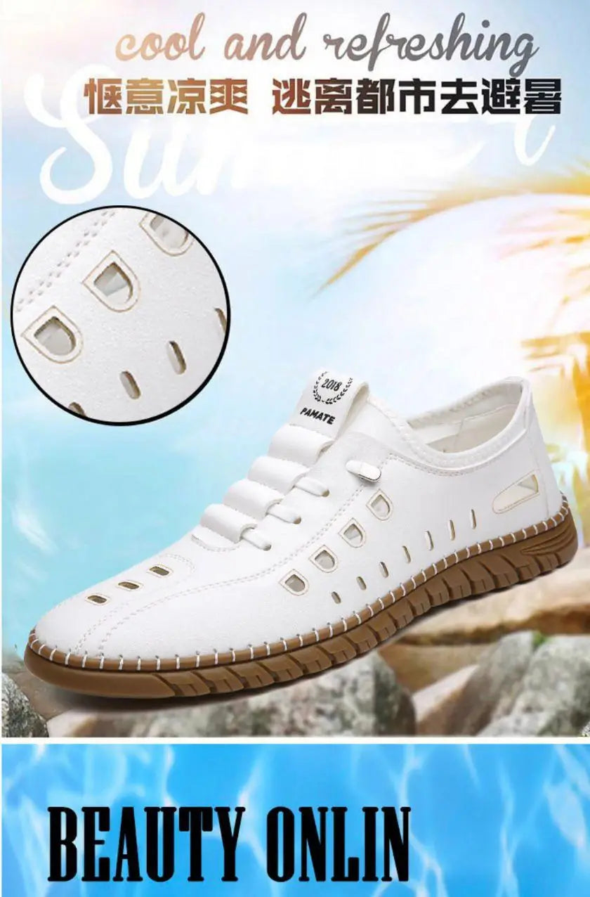 Men's Stylish Laser Cut White Casual Shoes - indiflux.store
