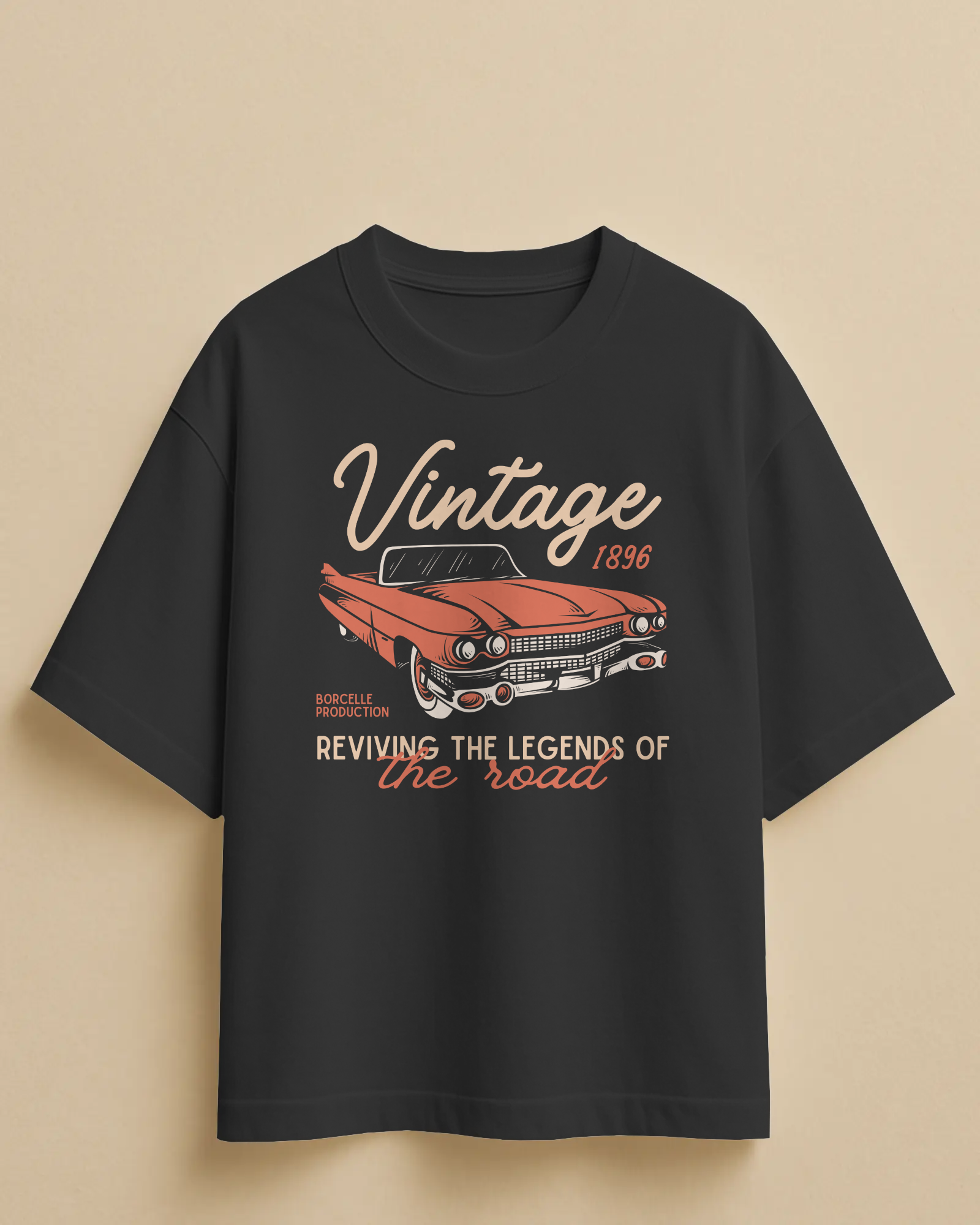 Vintage Car Oversized Graphic T-Shirt –