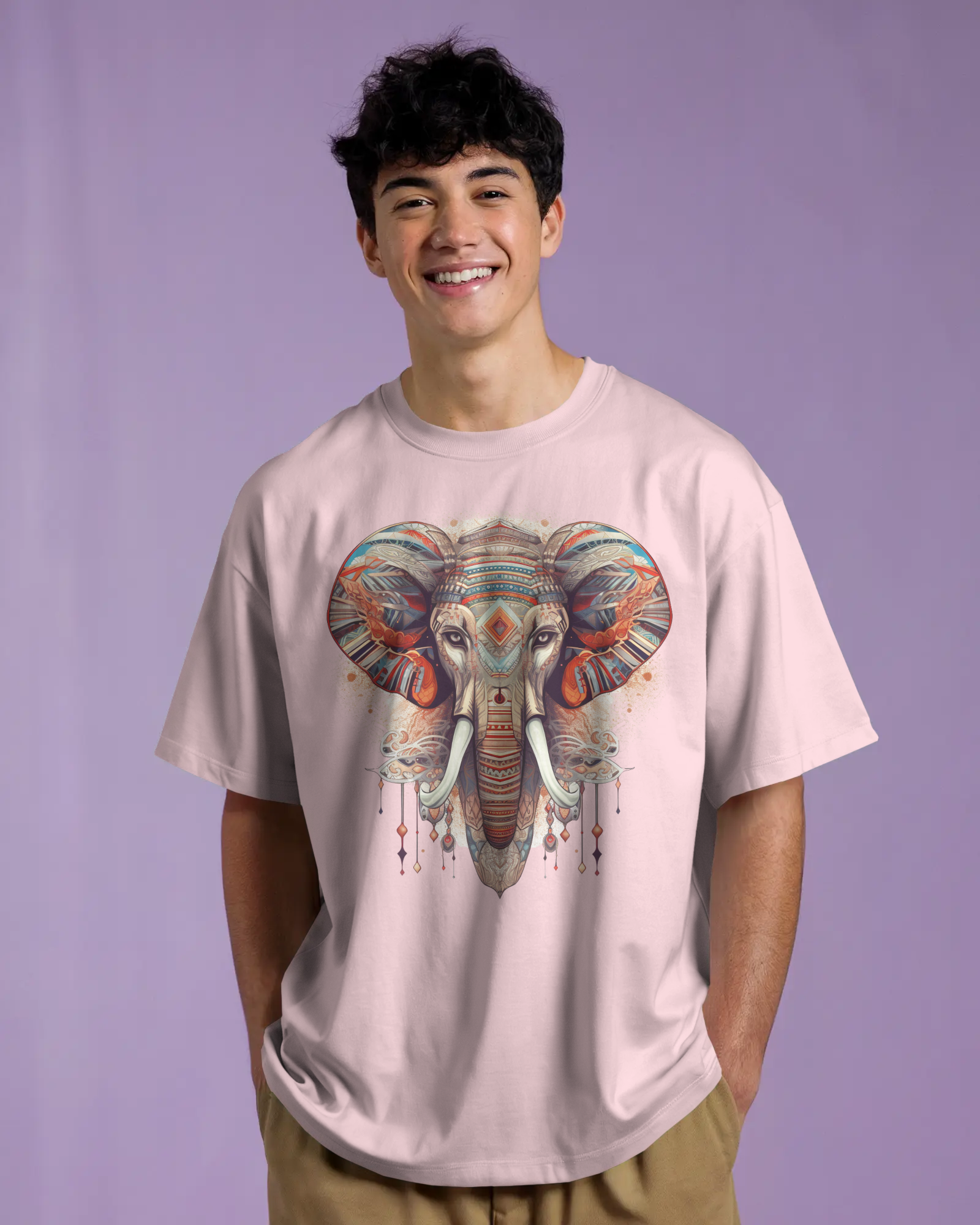 Mystic Tribal Elephant Oversized Graphic T-Shirt – Unisex Streetwear Tee - indiflux.store