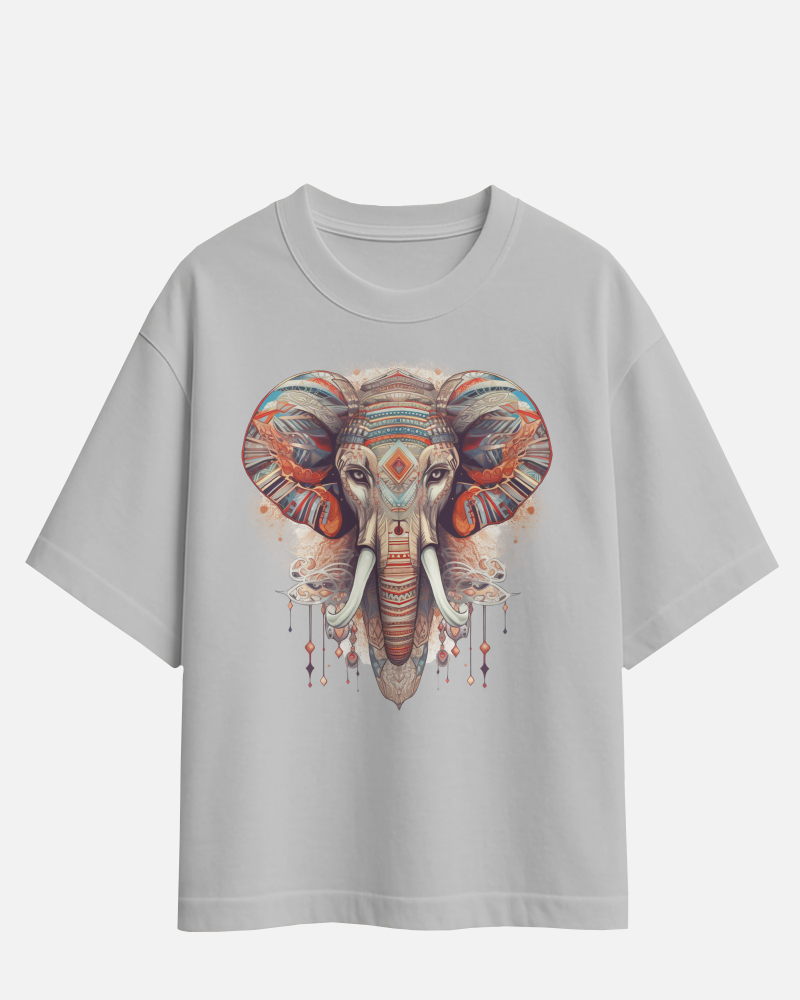 Mystic Tribal Elephant Oversized Graphic T-Shirt – Unisex Streetwear Tee - indiflux.store