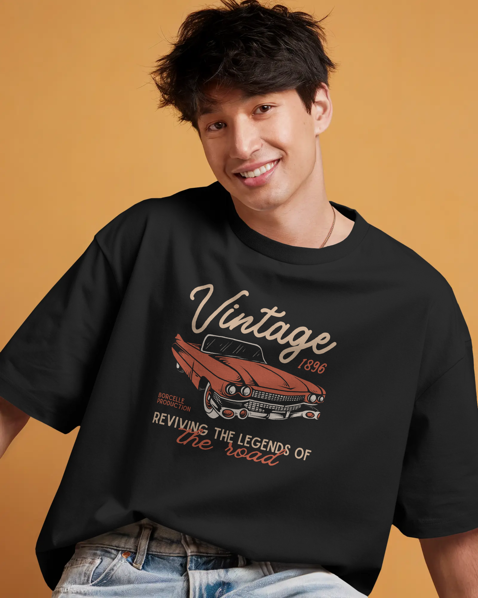 Vintage Car Oversized Graphic T-Shirt – "Reviving the Legends of the Road" | Retro Streetwear Tee - indiflux.store