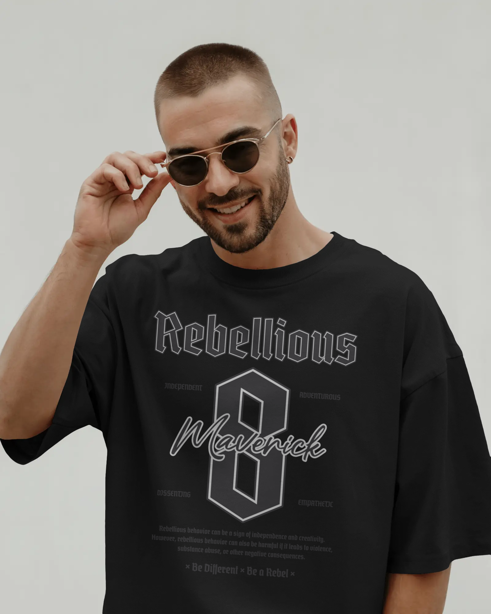 Rebellious Maverick Oversized T-Shirt – Premium Streetwear with Motivational Graphic (Unisex | 240 GSM Cotton) - indiflux.store